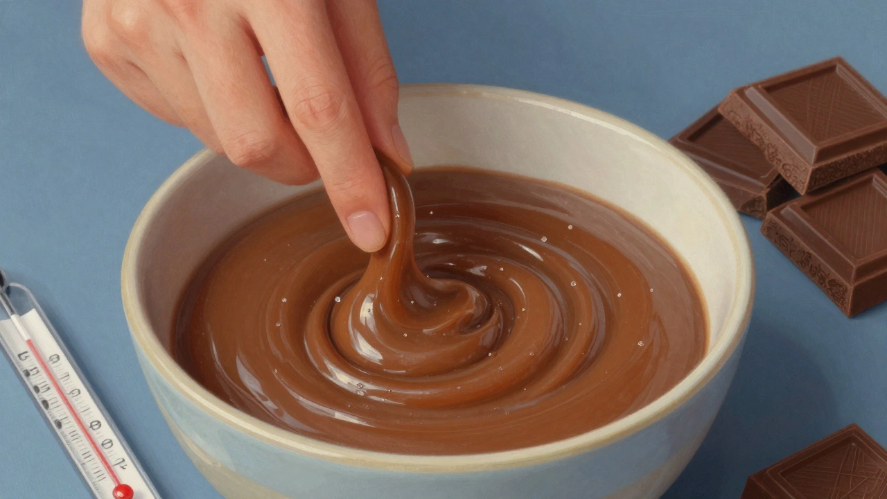 Hand stirring cooling fudge into a smooth, velvety paste at the perfect temperature.