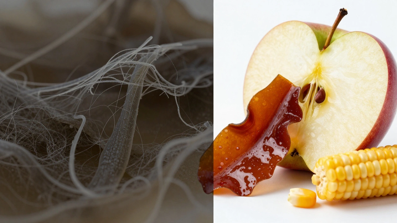 Comparison of animal gelatin versus plant-based pectin, seaweed, and corn.