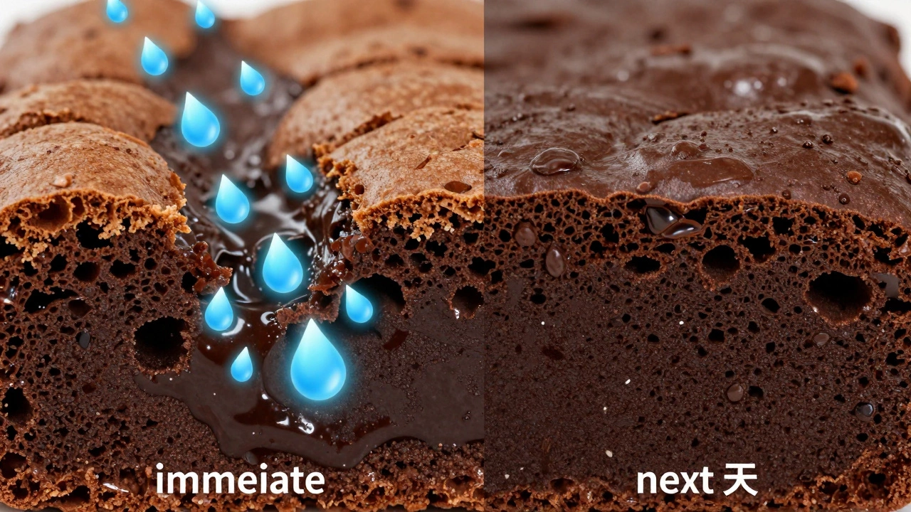 Cross-section showing moisture moving from center to crust
