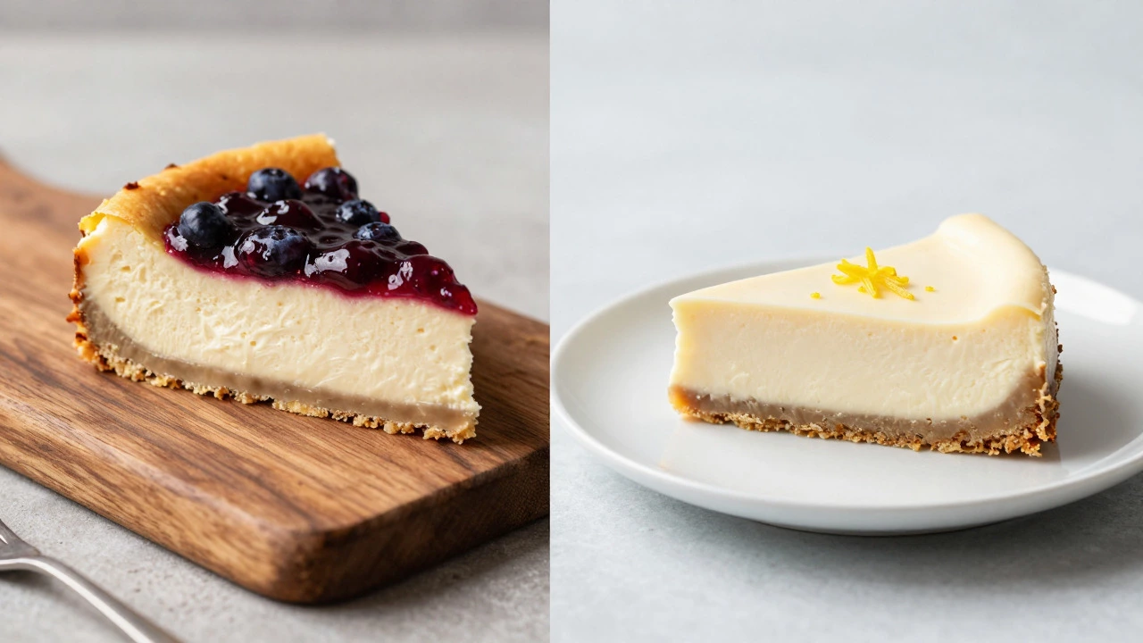Comparison of dense baked cheesecake and light continental cheesecake