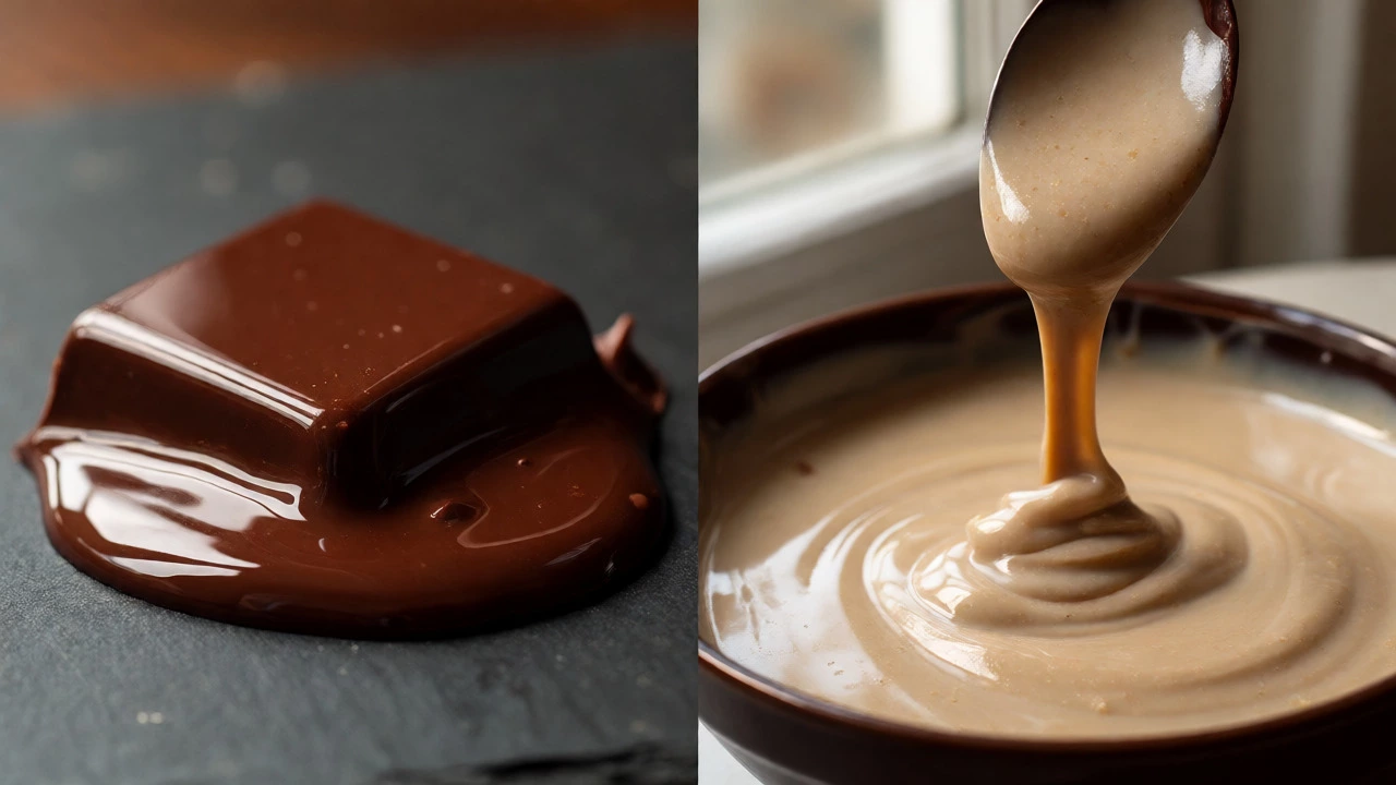 Side-by-side comparison of dark and oat milk vegan chocolate